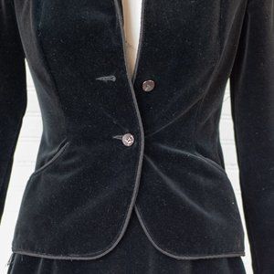 Domani by Niccolini Vintage Black Velvet Skirt Suit